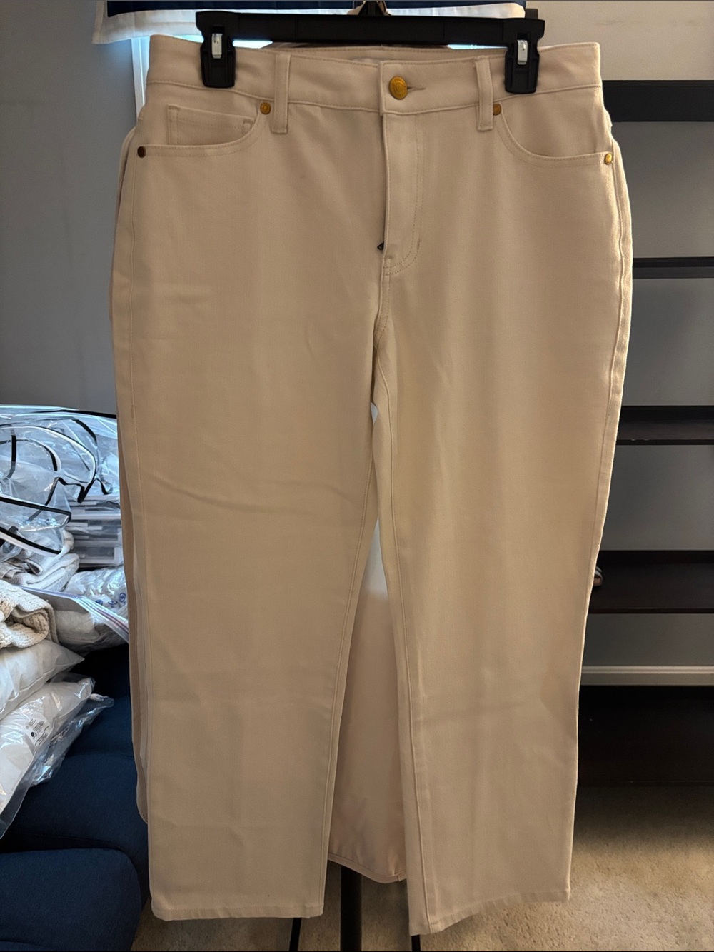CAbi Women's Cropped Jeans in Light Cream